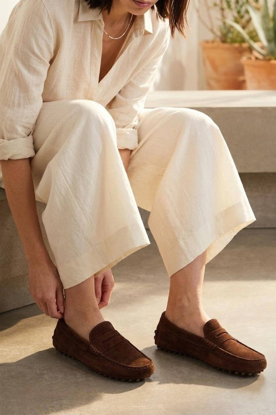 Women's Brown Suede Leather Loafer