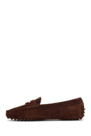 Women's Brown Suede Leather Loafer | Derimod