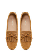 Kadın Camel Püsküllü Süet Deri Loafer | Derimod