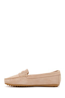 Woman Beige Suede Leather Loafer | Derimod