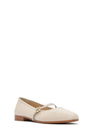 Kadın Bej Bantlı Deri Babet | Derimod