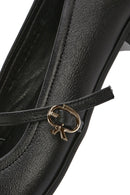 Kadın Siyah Bantlı Deri Babet | Derimod