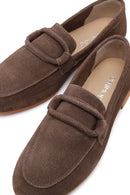 Kadın Vizon Tokalı Süet Deri Maskülen Loafer | Derimod