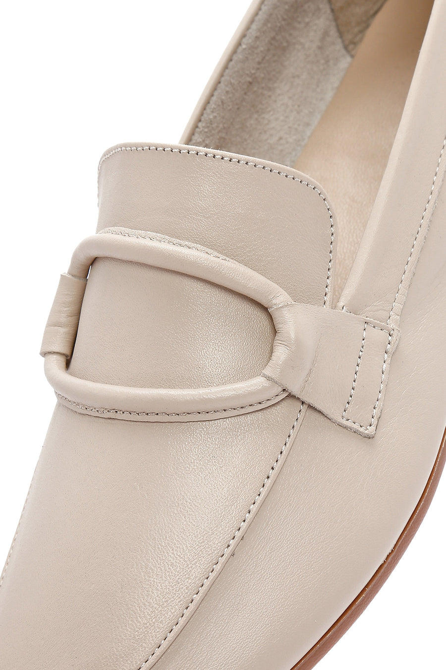 Women's Beige Leather Masculine Loafer