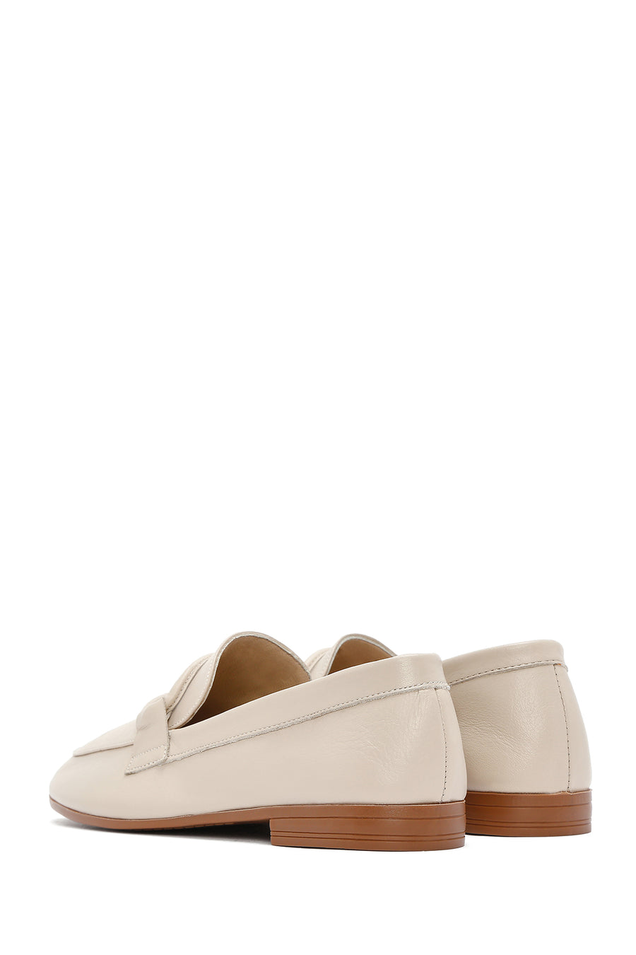 Women's Beige Leather Masculine Loafer