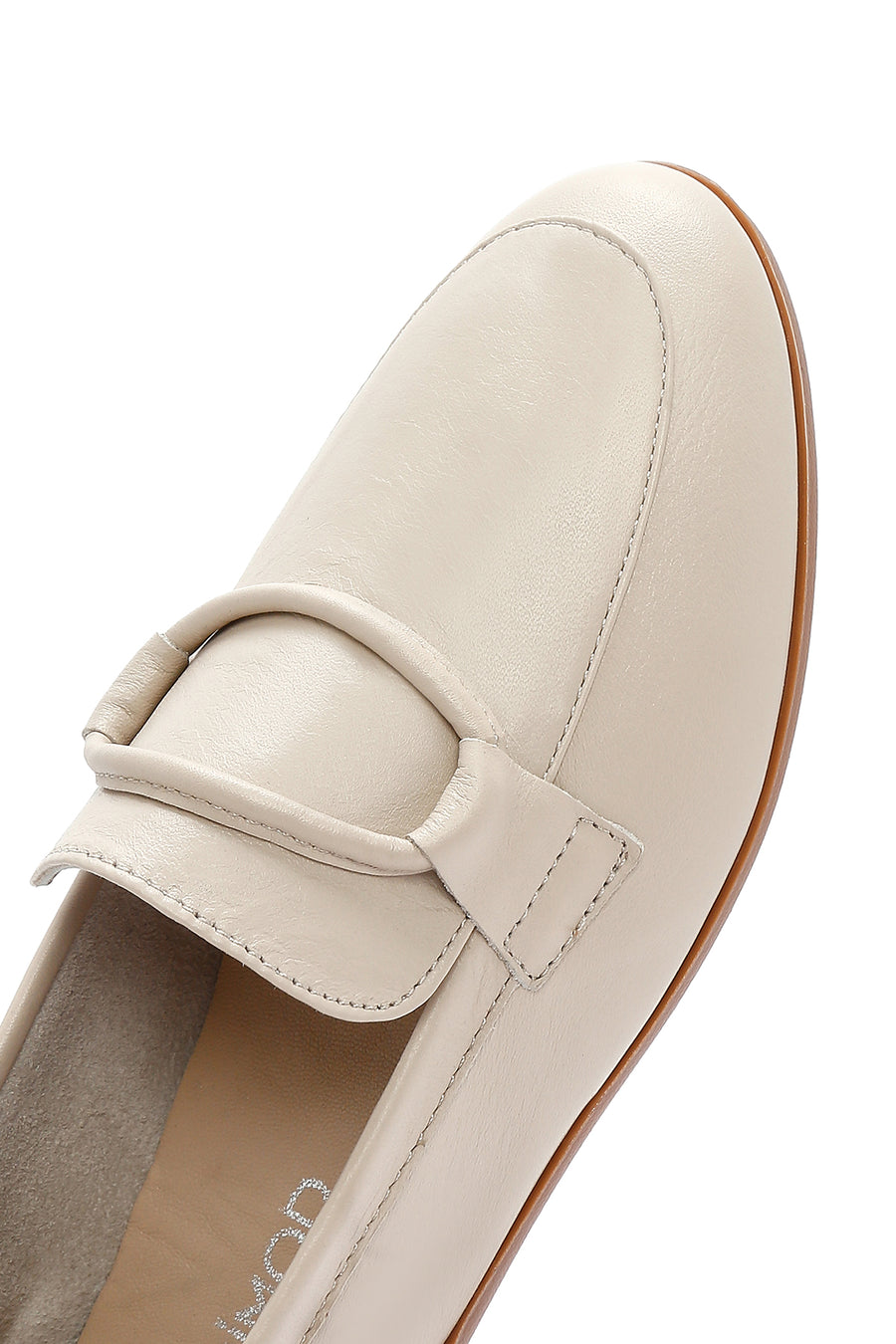 Women's Beige Leather Masculine Loafer