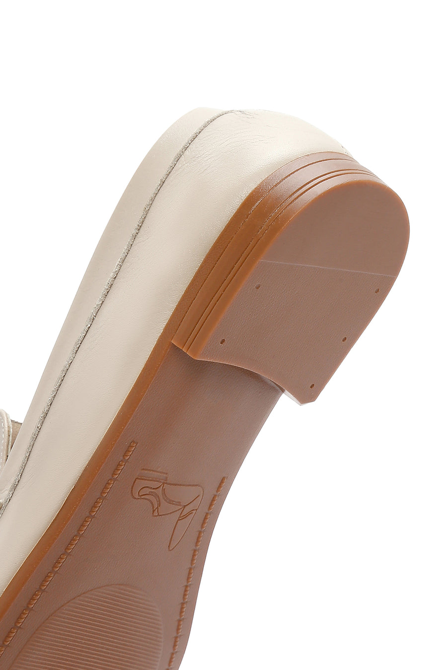 Women's Beige Leather Masculine Loafer