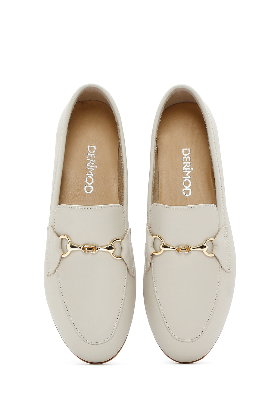 Women's Cream Leather Masculine Loafer