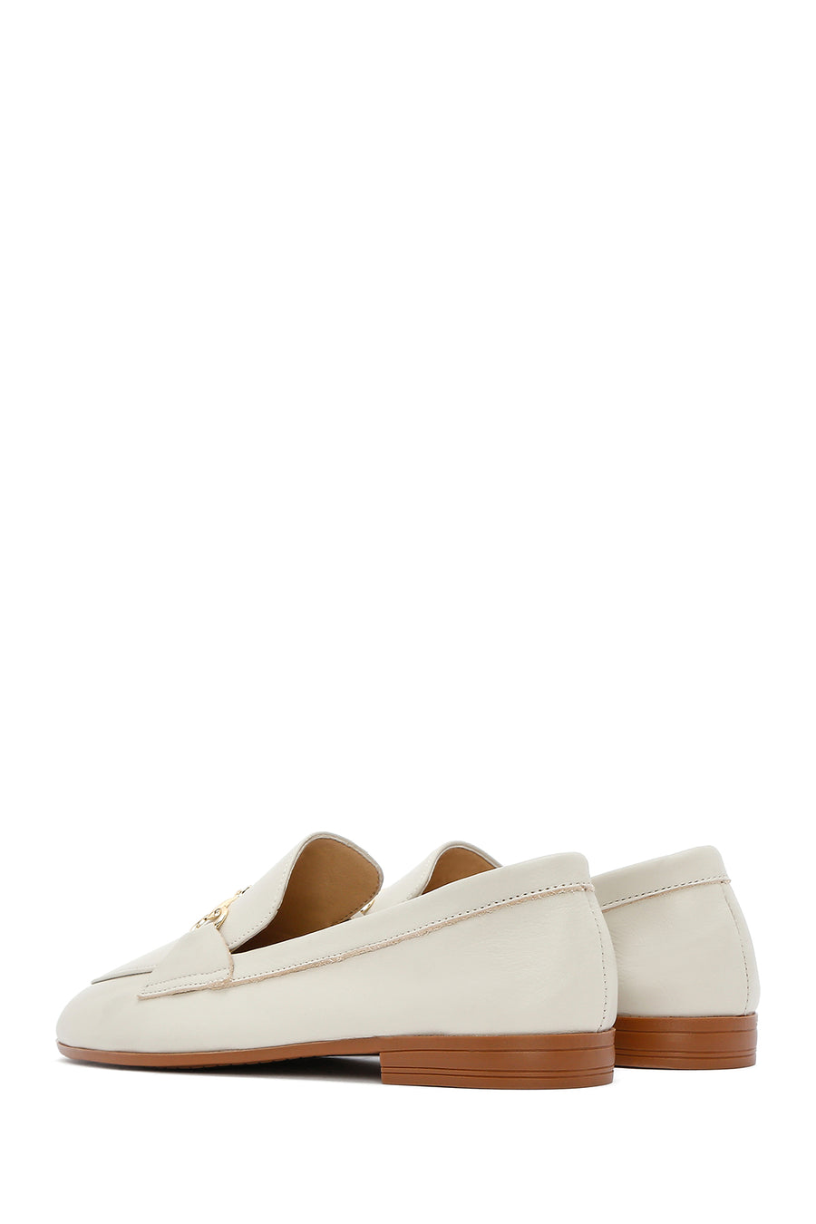Women's Cream Leather Masculine Loafer