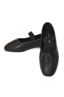 Kadın Siyah Bantlı Deri Babet | Derimod