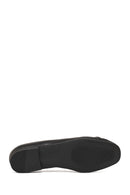 Kadın Siyah Bantlı Deri Babet | Derimod