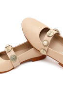 Kadın Bej Taşlı Deri Babet | Derimod