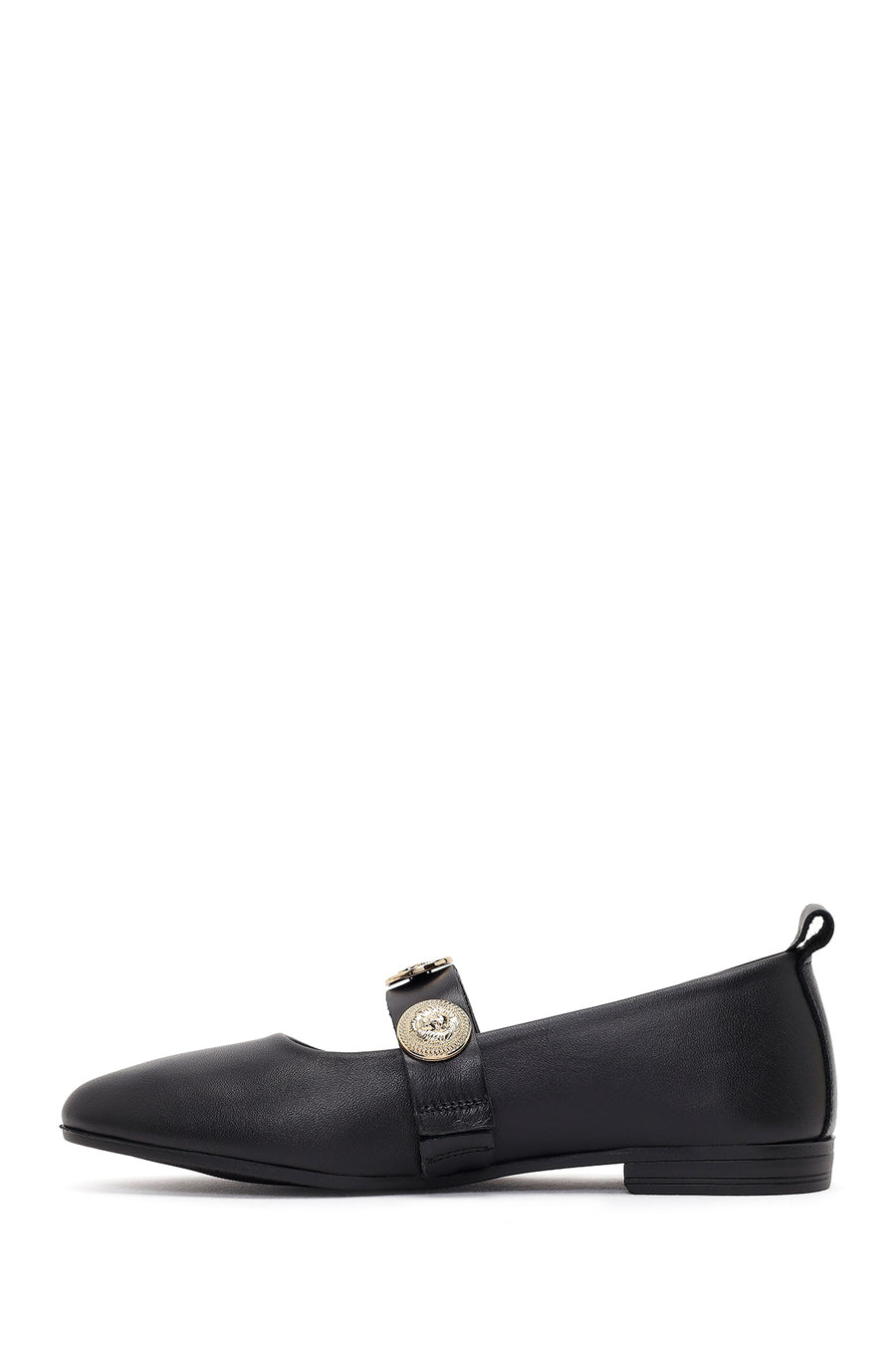Women's Black Stone Leather Ballerinas