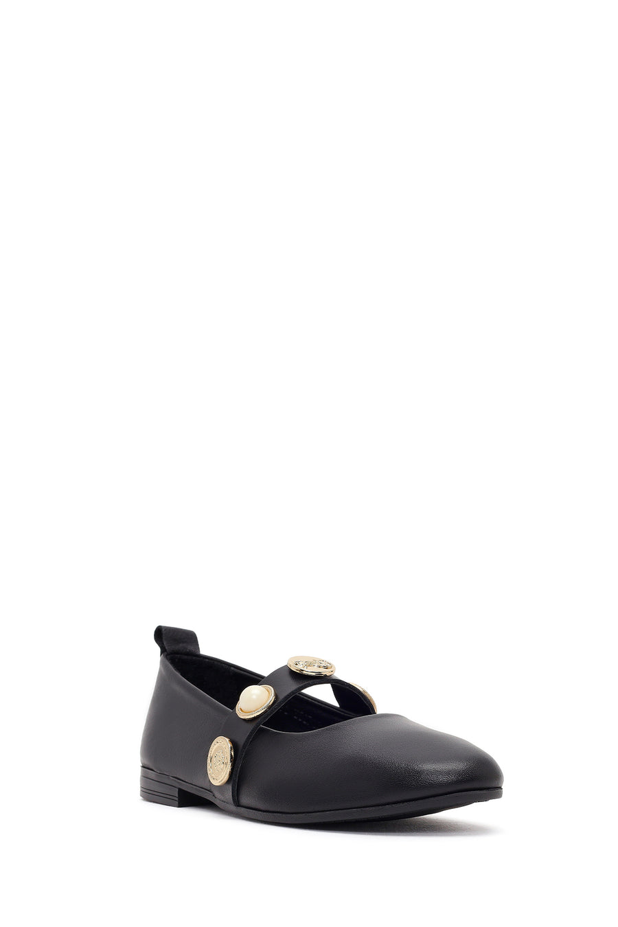 Women's Black Stone Leather Ballerinas