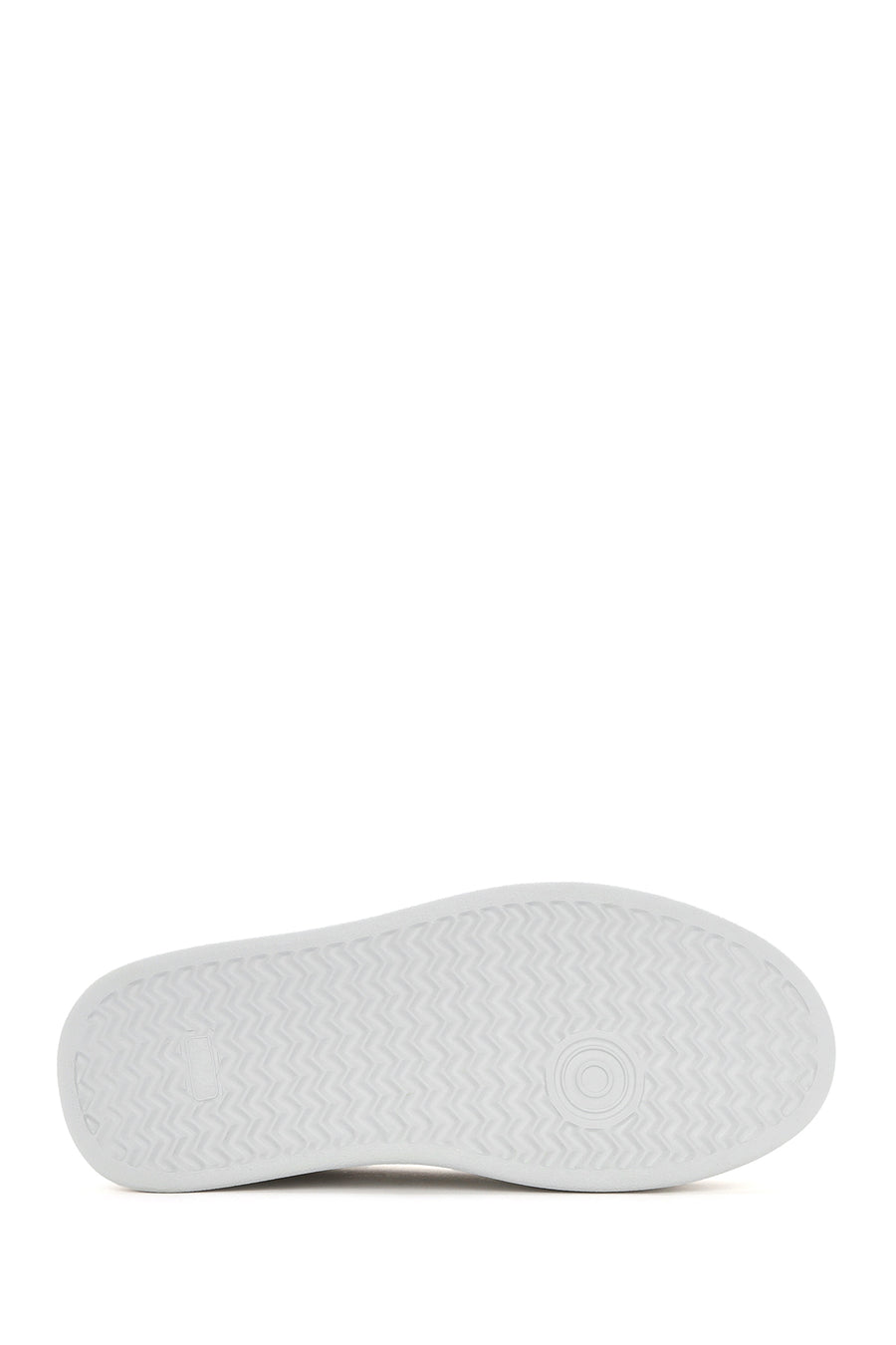 Women's White Lace-up Thick-Sole Leather Sneaker
