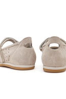 Kadın Bej Bantlı Süet Deri Babet | Derimod