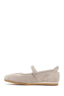 Kadın Bej Bantlı Süet Deri Babet | Derimod