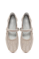 Kadın Bej Bantlı Süet Deri Babet | Derimod