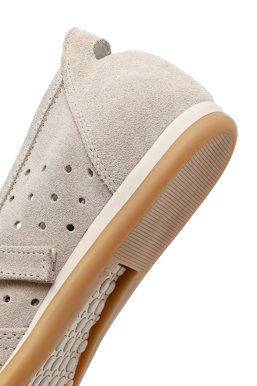 Women's Beige Strapped Suede Leather Ballet Flats