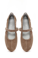 Kadın Vizon Bantlı Süet Deri Babet | Derimod