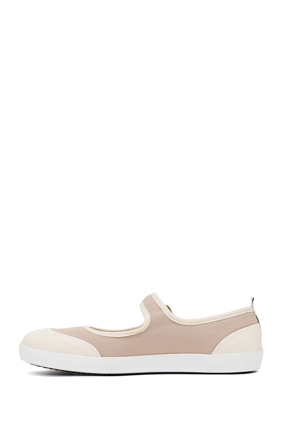 Woman Beige Strappy Leather Ballet Flat