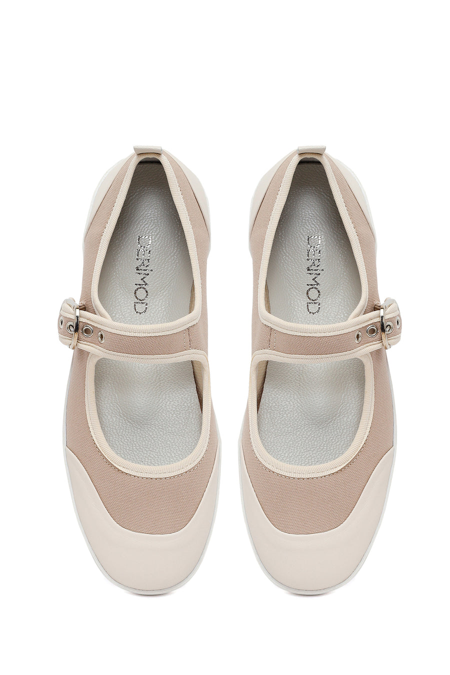Woman Beige Strappy Leather Ballet Flat