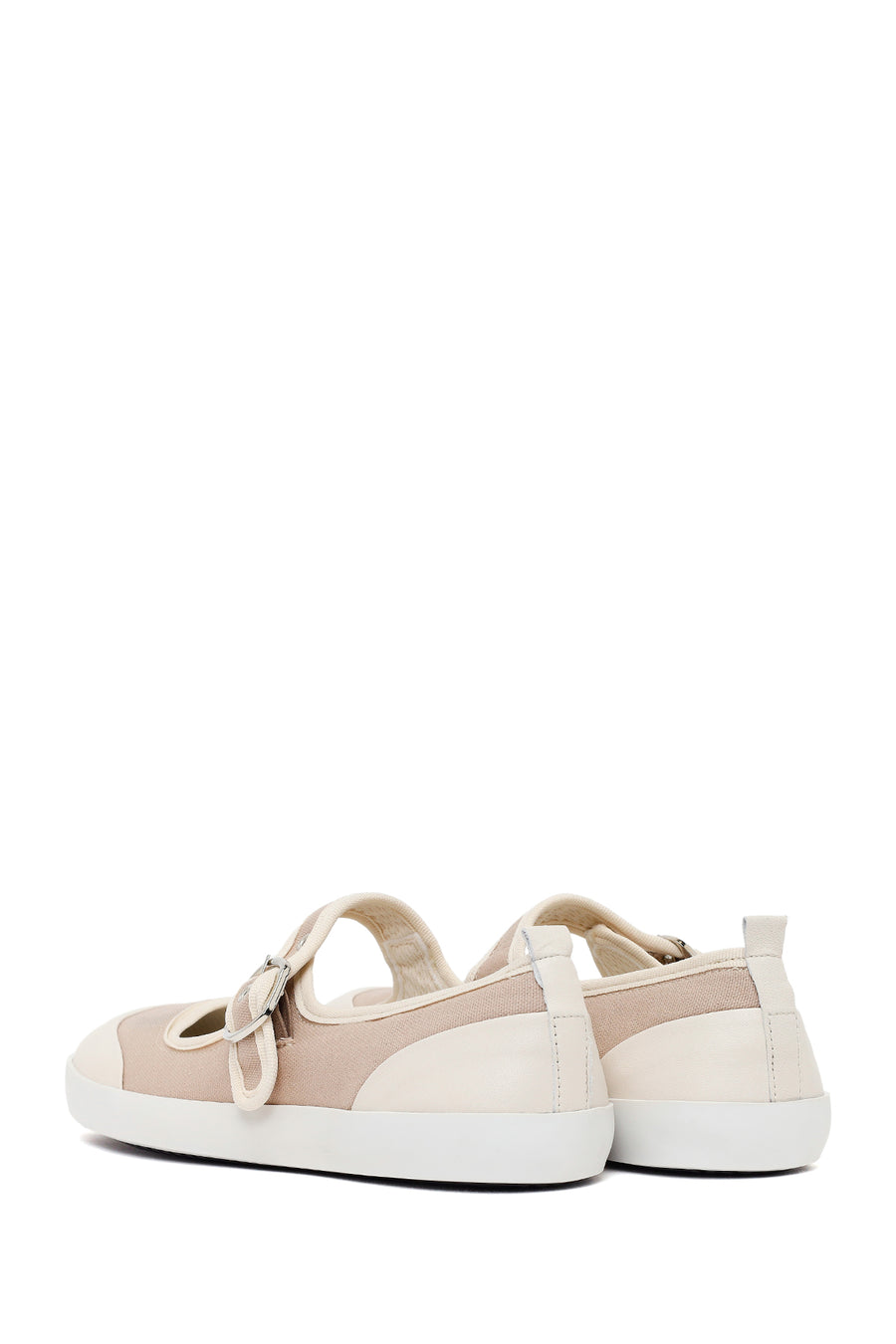 Woman Beige Strappy Leather Ballet Flat