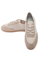 Women's Beige Lace-up Leather Sneaker | Derimod
