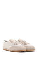Women's Beige Lace-up Leather Sneaker | Derimod