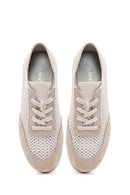 Women's Beige Lace-up Leather Sneaker | Derimod