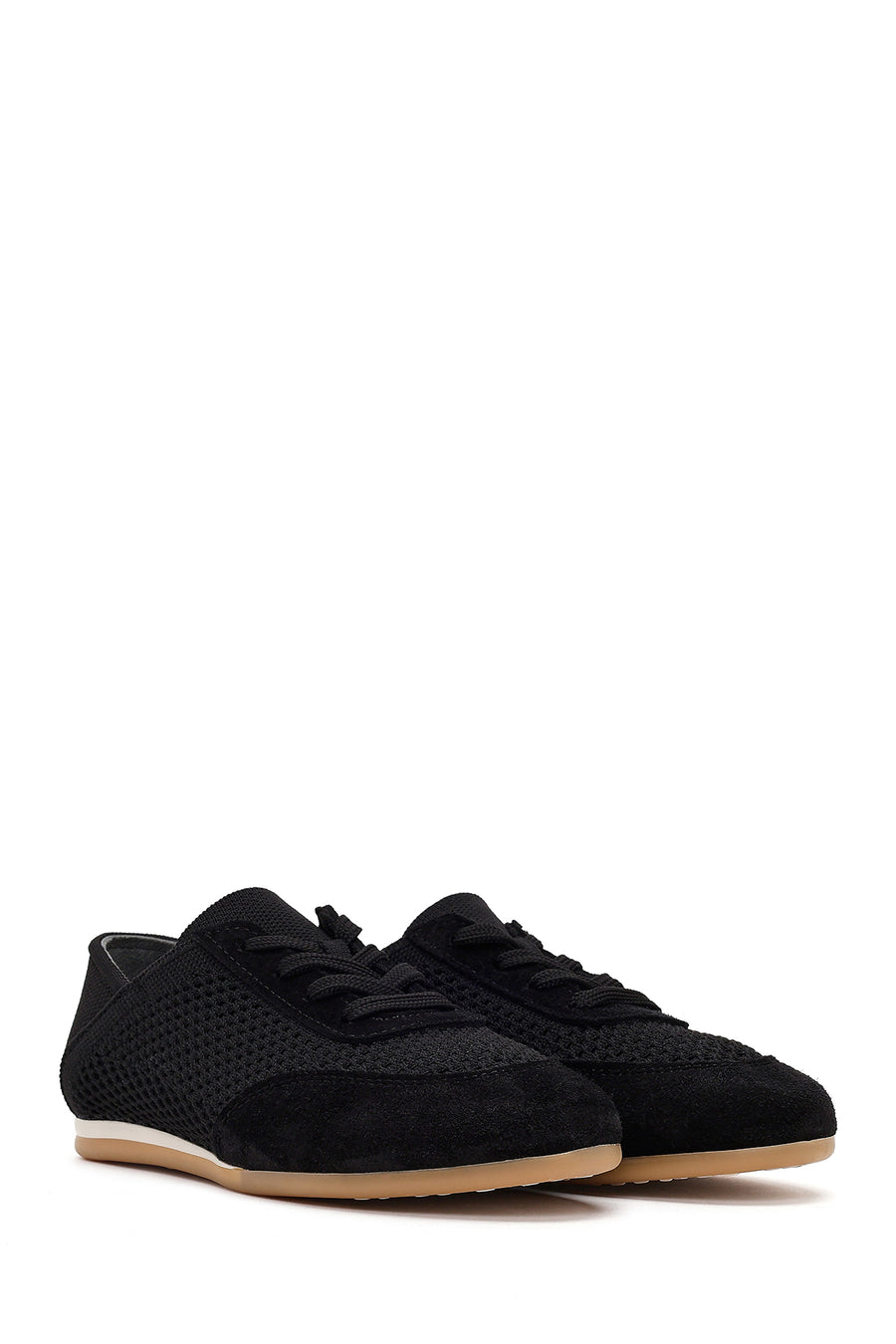 Women's Black Lace-Up Leather Sneaker