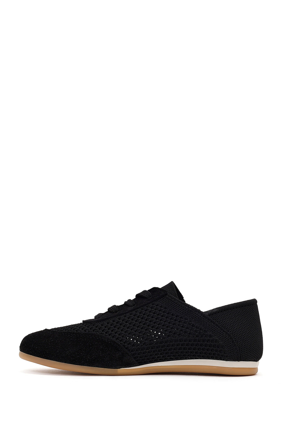 Women's Black Lace-Up Leather Sneaker