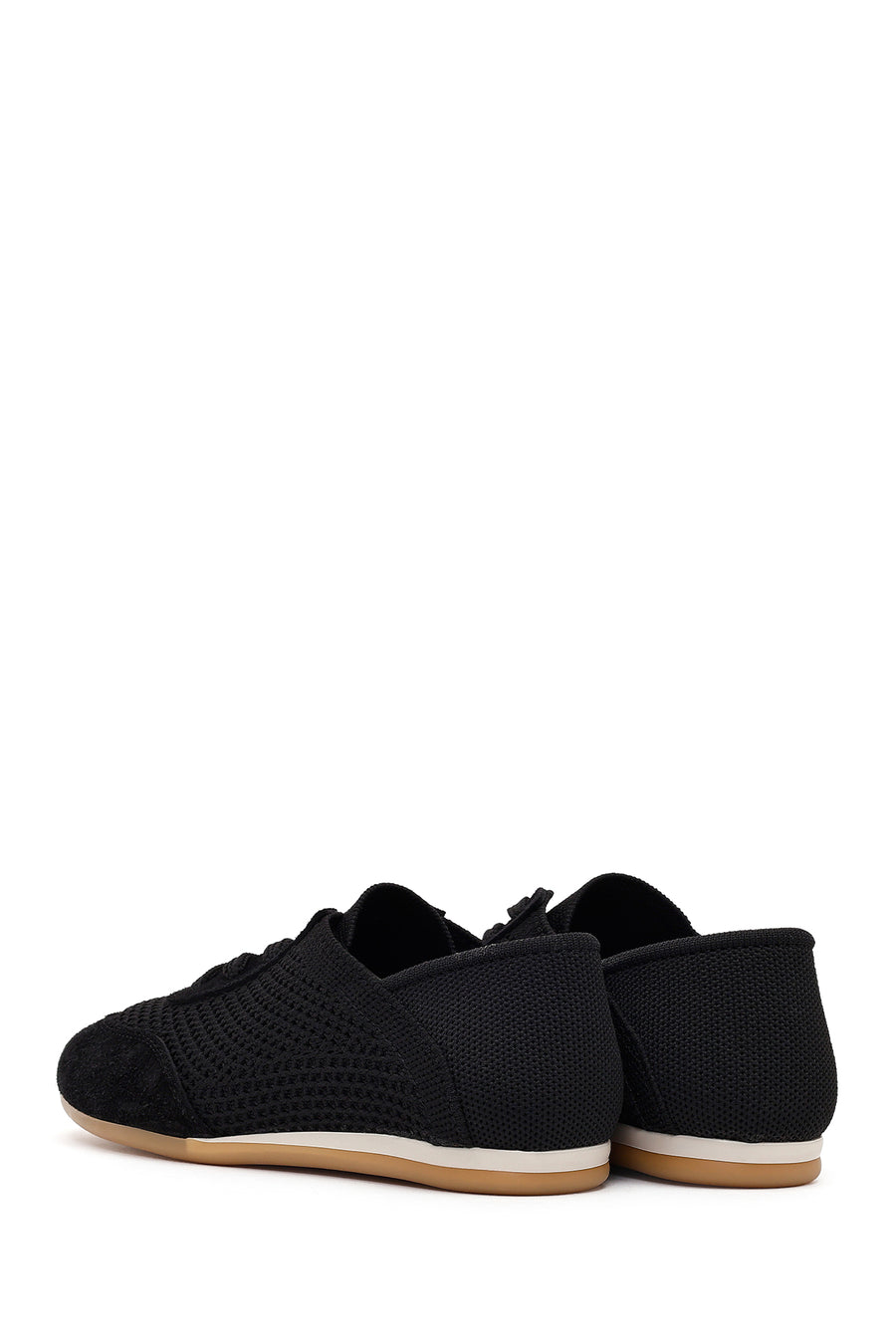 Women's Black Lace-Up Leather Sneaker