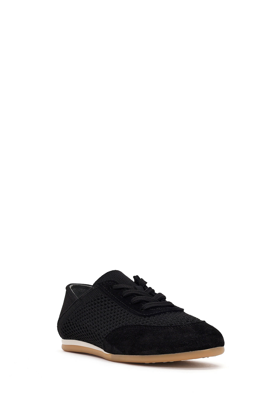 Women's Black Lace-Up Leather Sneaker