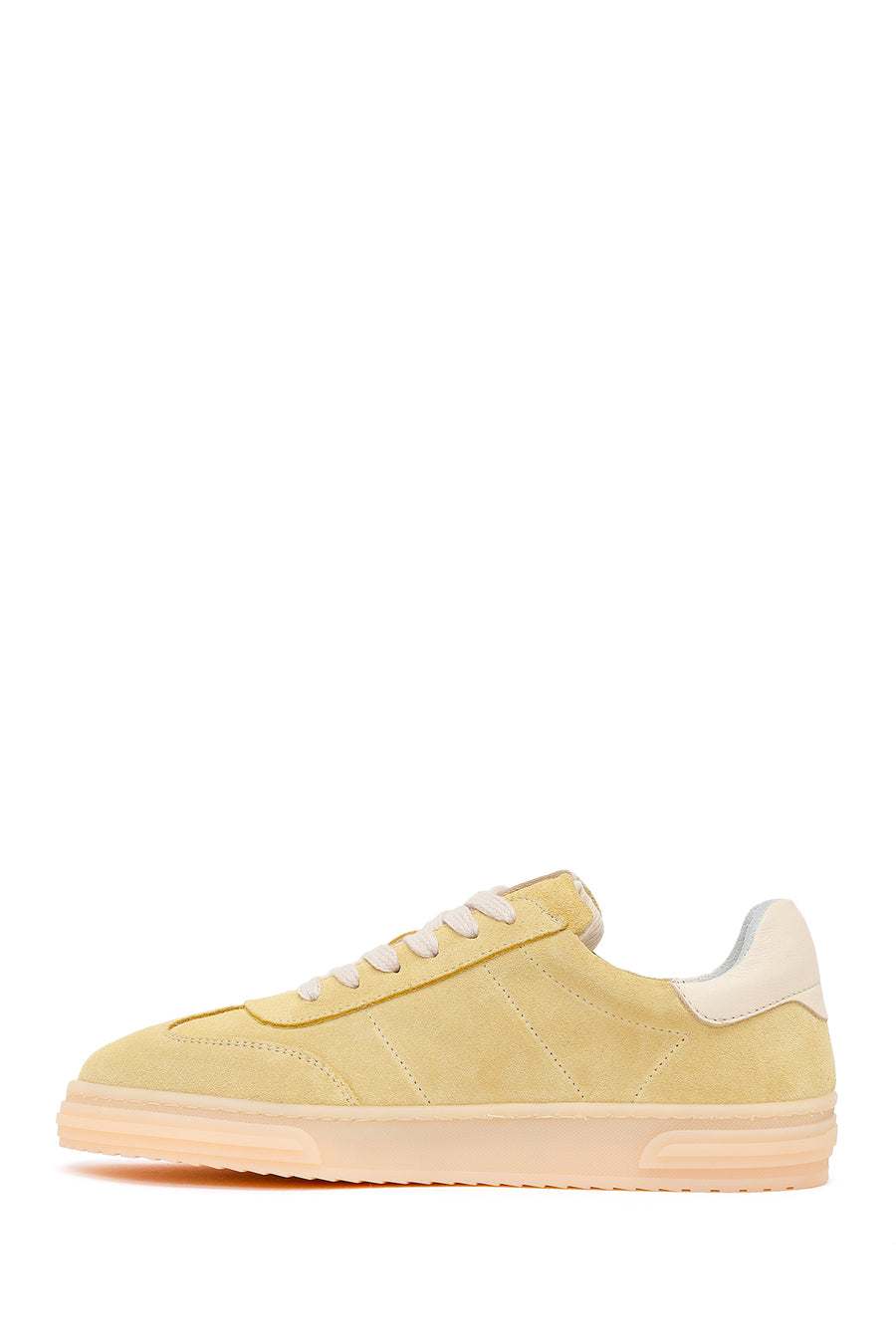 Woman Yellow Lace-up Suede Leather Sneaker
