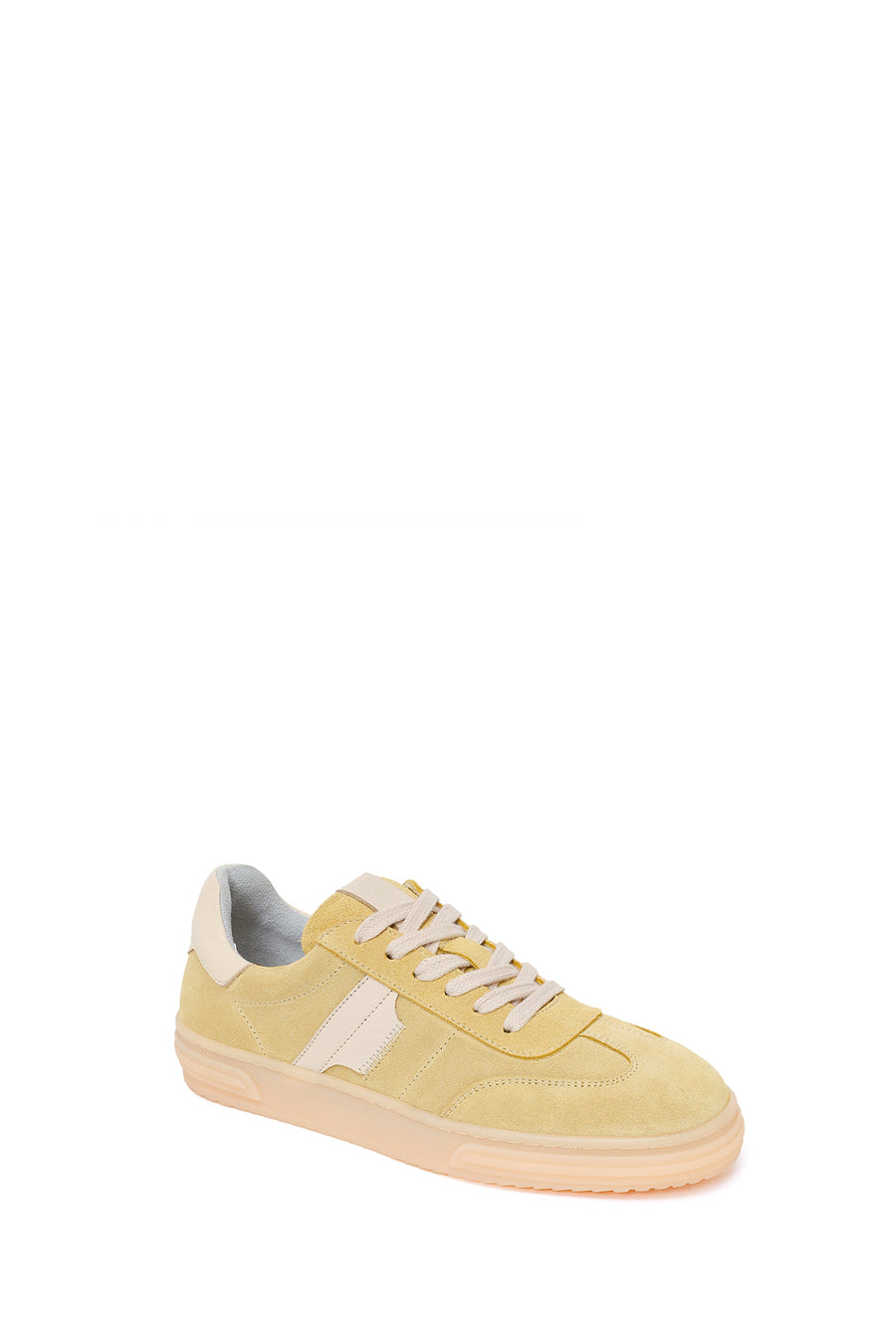 Woman Yellow Lace-up Suede Leather Sneaker