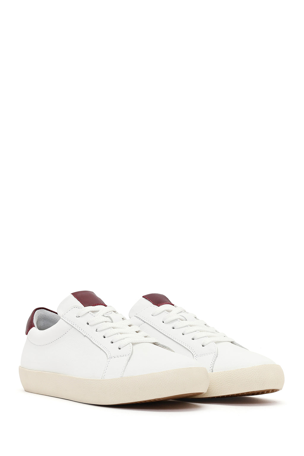 Kadın Beyaz Bağcıklı Deri Sneaker