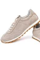 Kadın Bej Bağcıklı Süet Deri Sneaker | Derimod