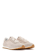 Kadın Bej Bağcıklı Süet Deri Sneaker | Derimod