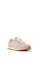 Kadın Bej Bağcıklı Süet Deri Sneaker | Derimod