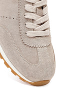 Kadın Bej Bağcıklı Süet Deri Sneaker | Derimod