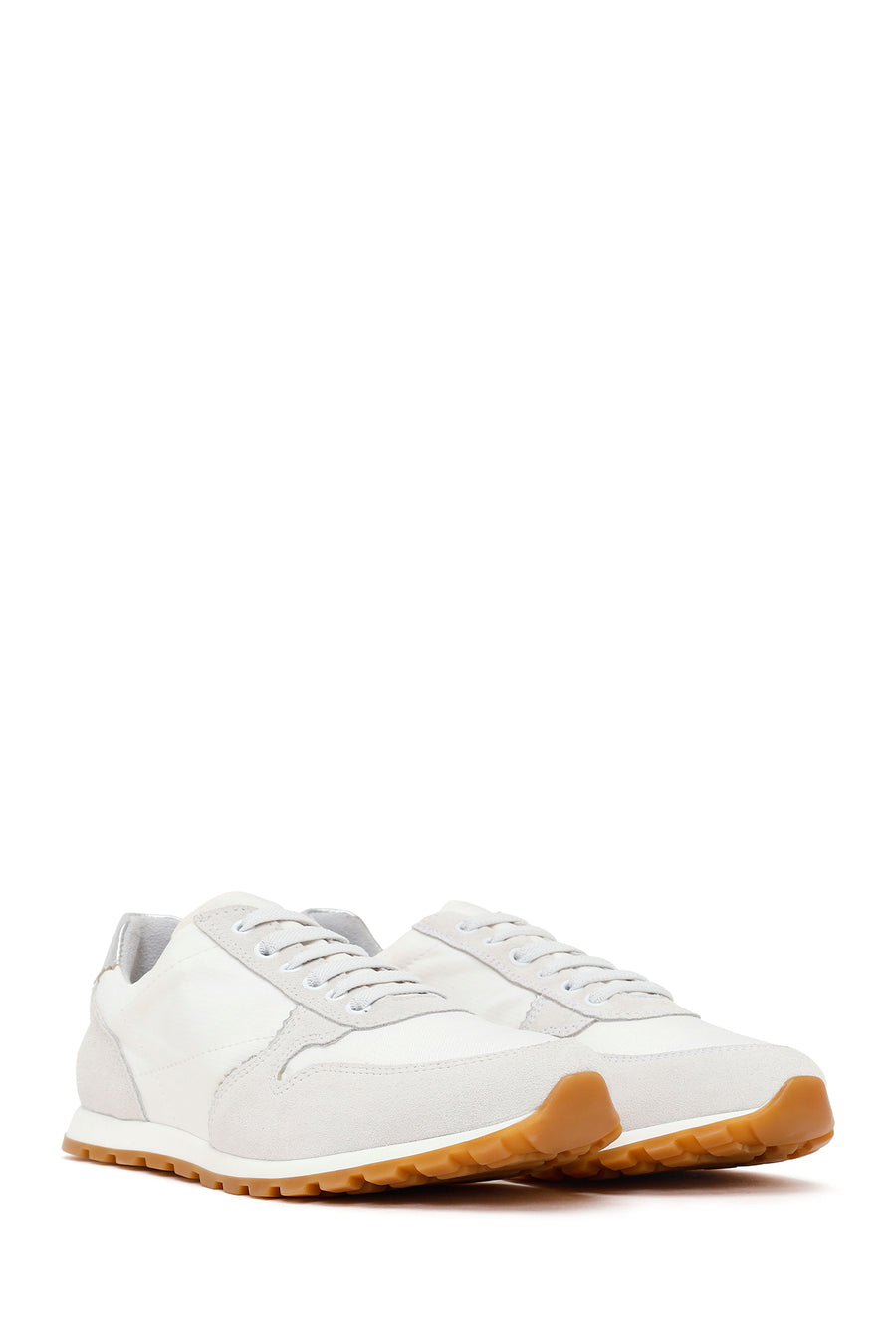 Woman White Lace-Up Leather Sneakers