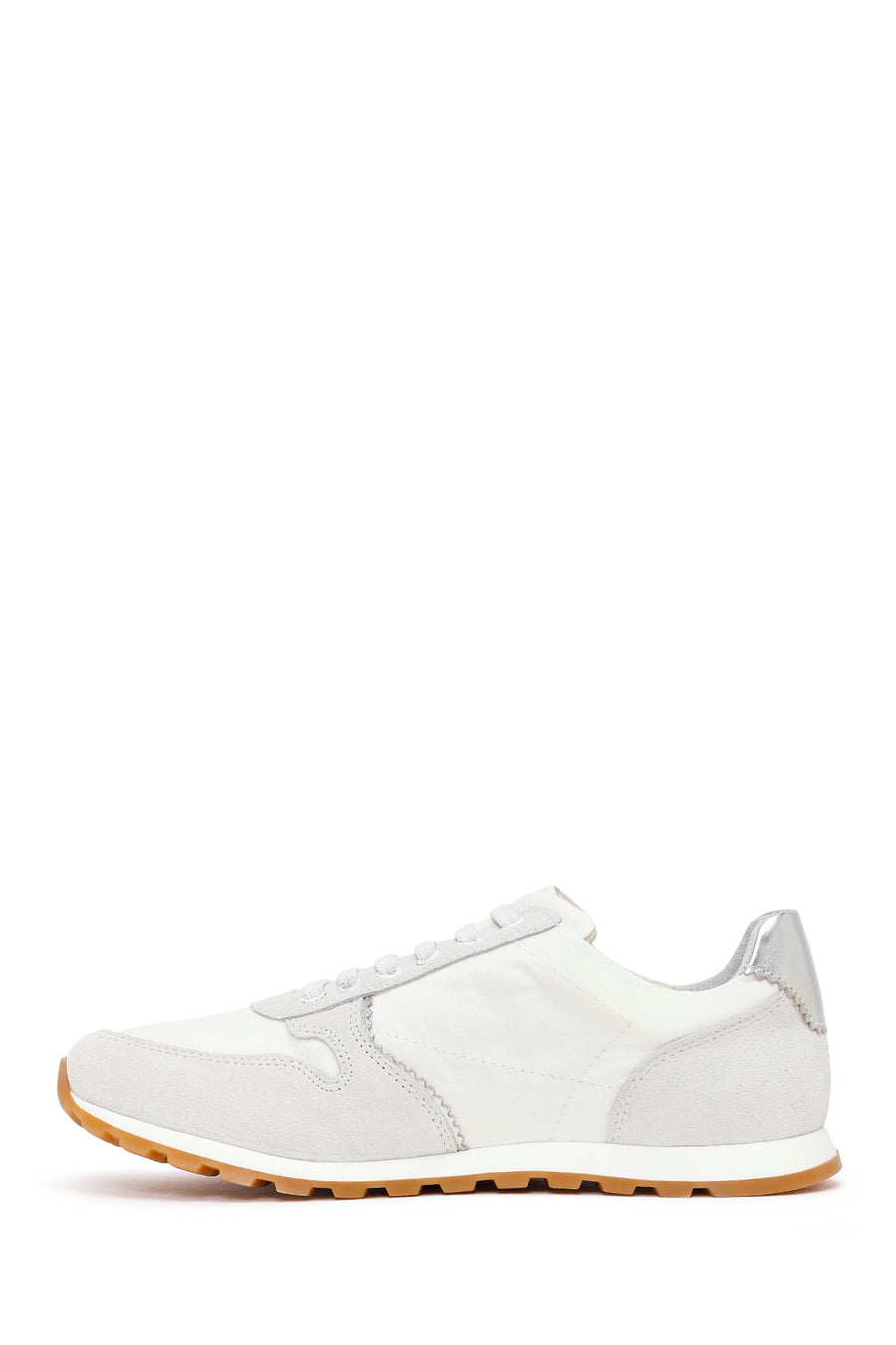 Woman White Lace-Up Leather Sneakers