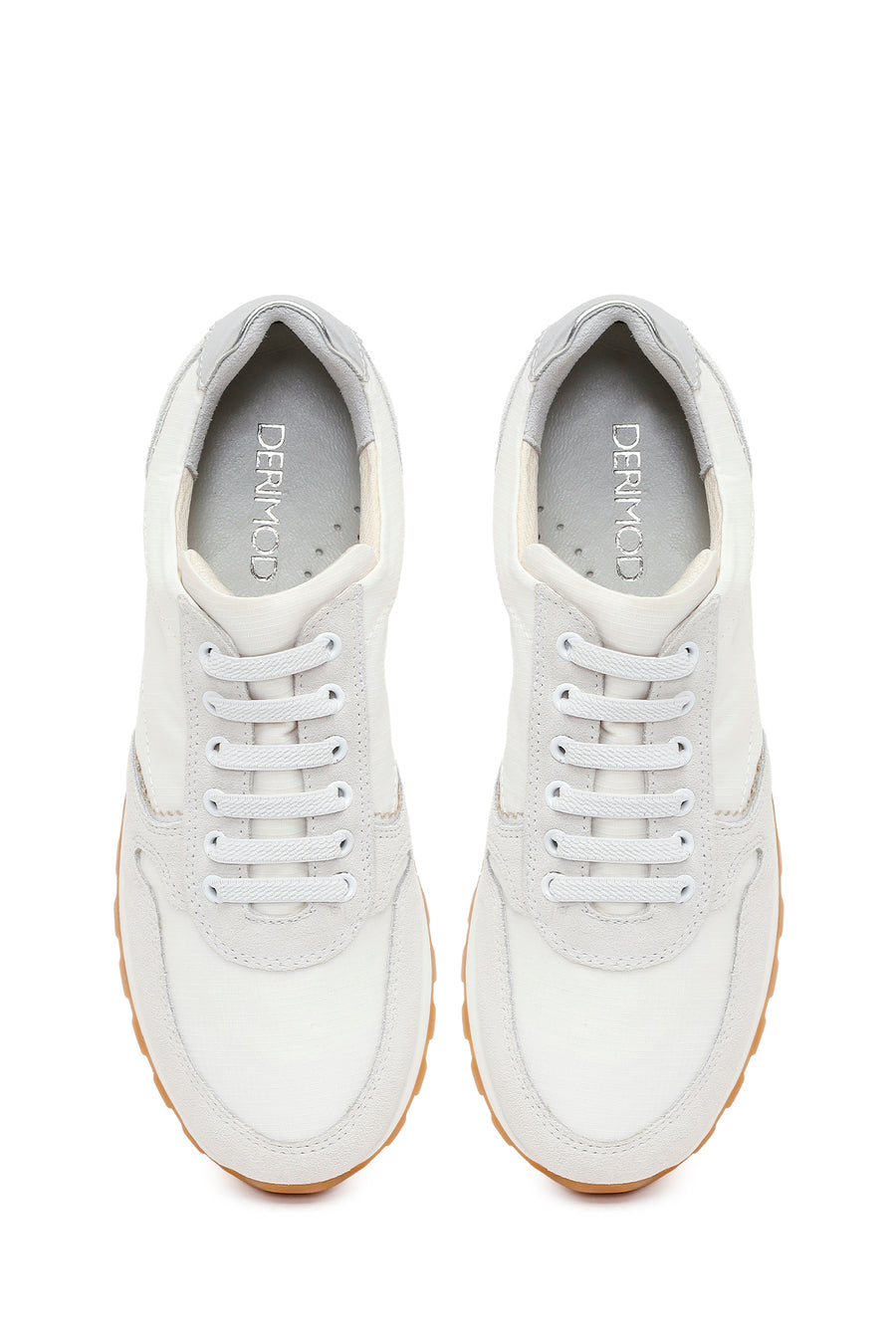 Woman White Lace-Up Leather Sneakers