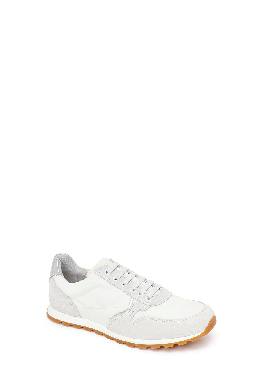 Woman White Lace-Up Leather Sneakers