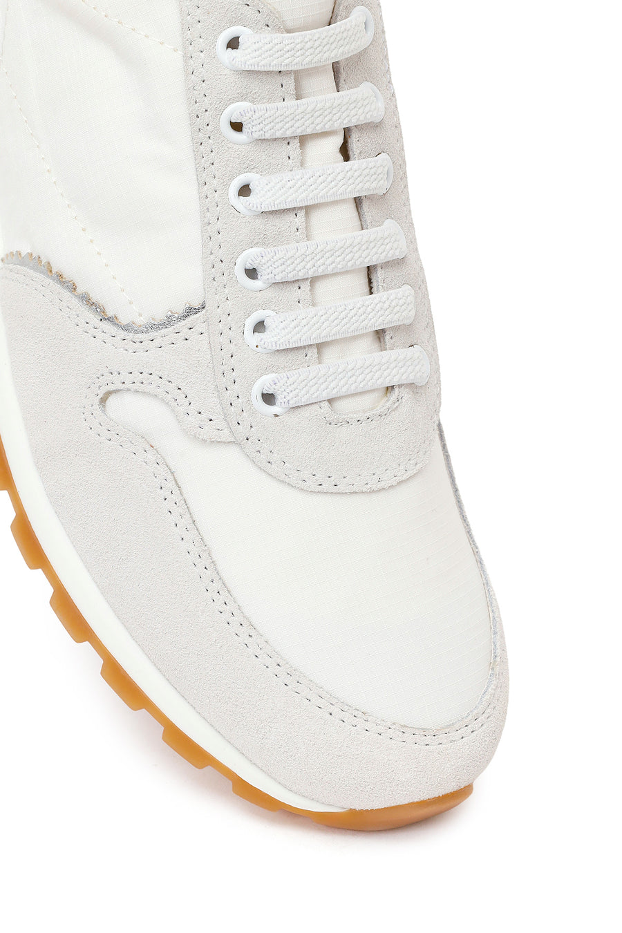 Woman White Lace-Up Leather Sneakers