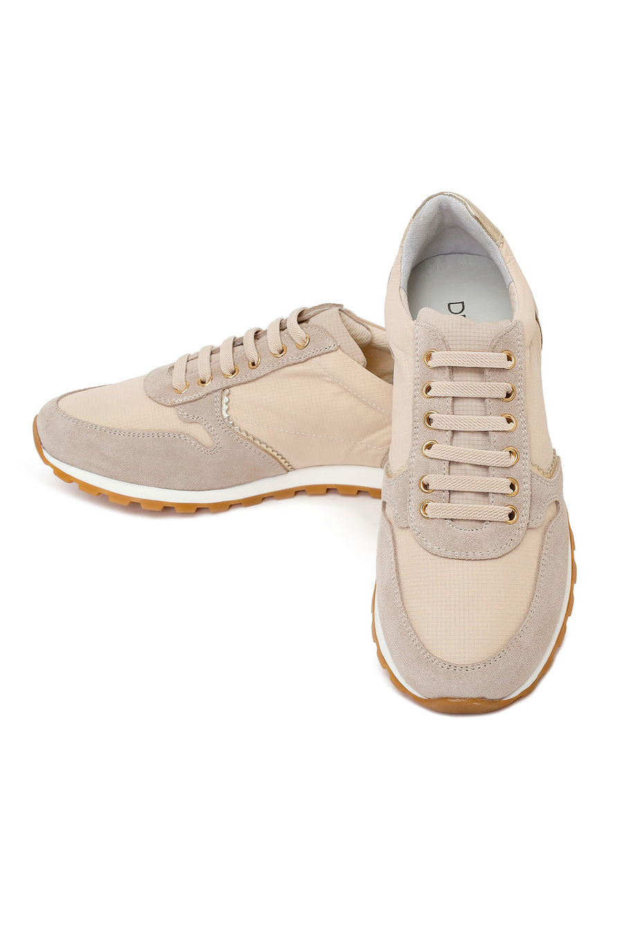 Woman Beige Lace-Up Leather Sneaker