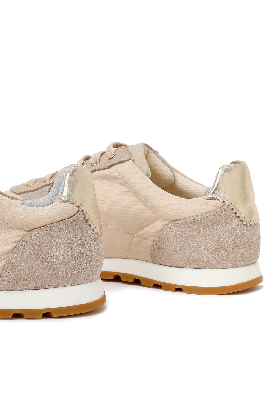 Woman Beige Lace-Up Leather Sneaker