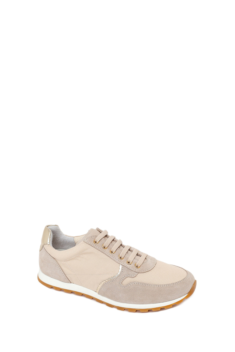 Woman Beige Lace-Up Leather Sneaker