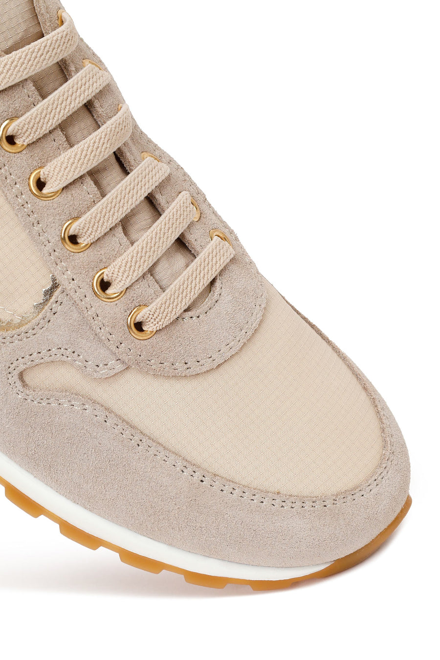 Woman Beige Lace-Up Leather Sneaker